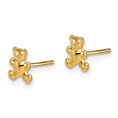 14k Yellow Gold Teddy Bear Stud Earrings Gift for Women