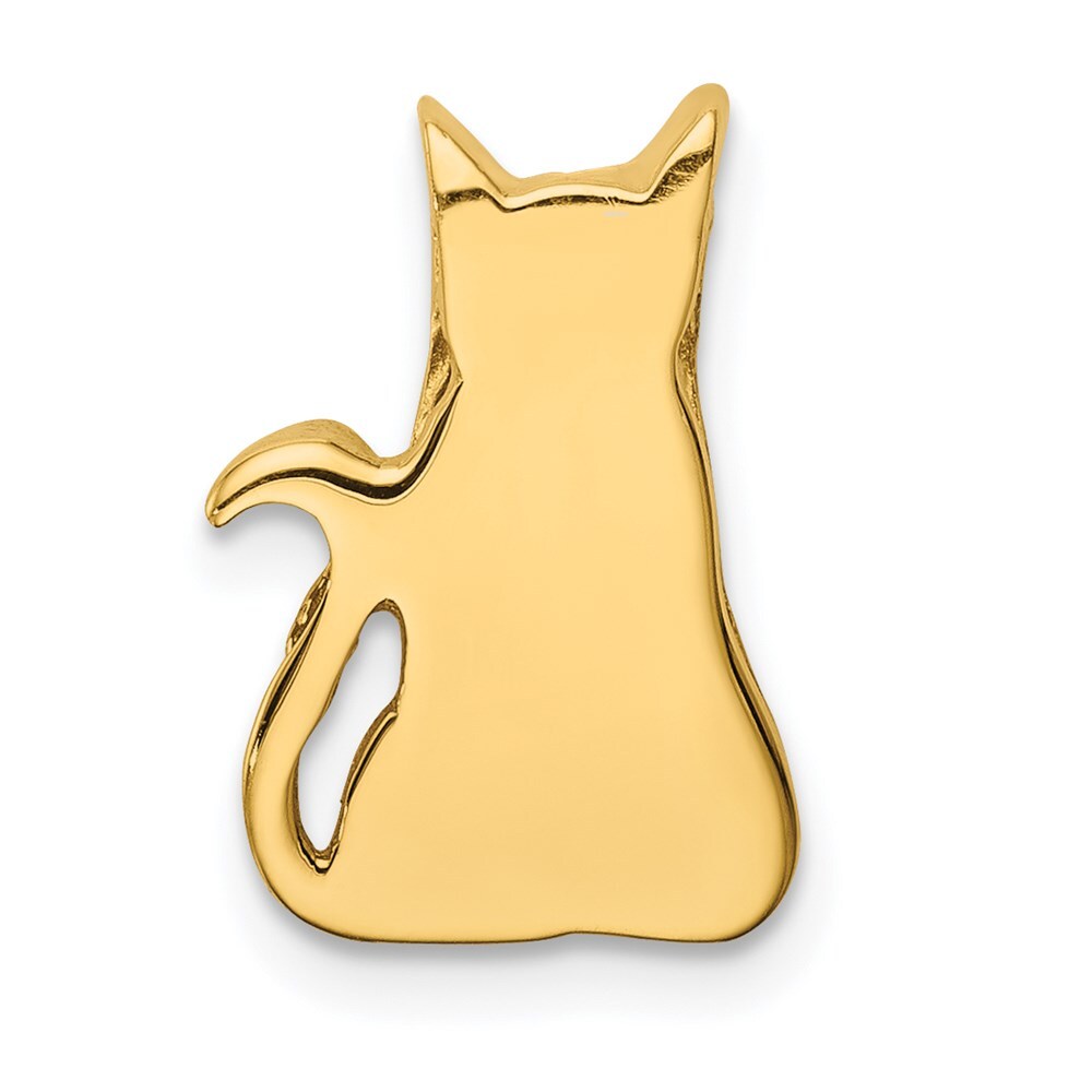 14k Yellow Gold Cat Chain Slide Pendant for Women