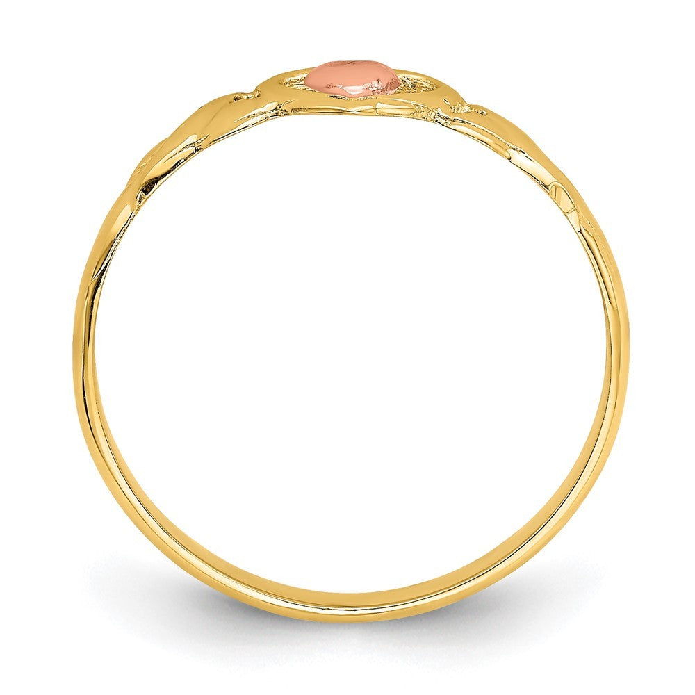 14K Two-tone Gold Polished Hearts Ring