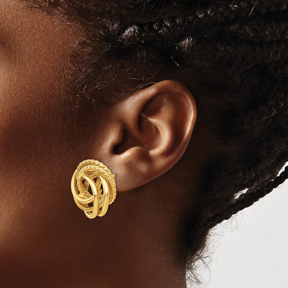 14k Yellow Gold Love Knot Stud Earrings