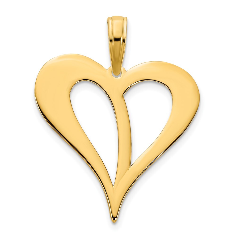 14k Yellow Gold Open Heart Pendant for Women