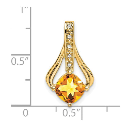 14k Yellow Gold Citrine and Diamond Pendant