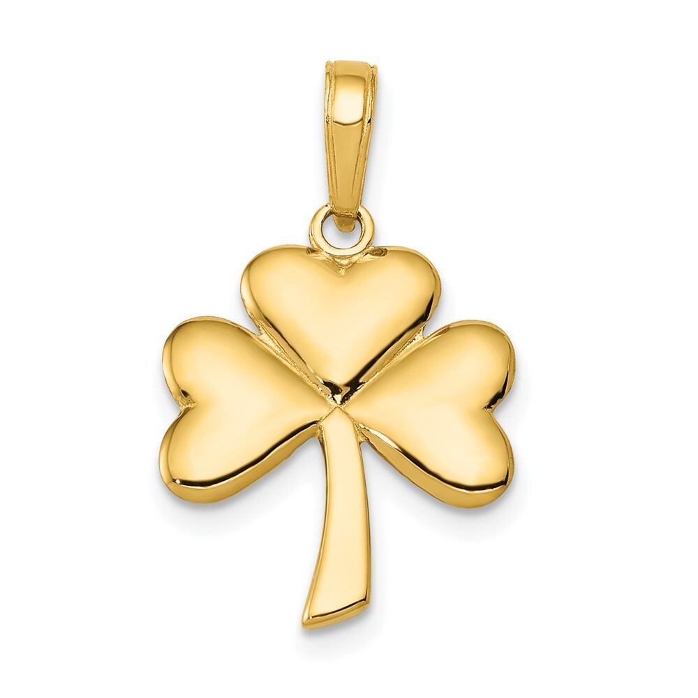 14k Yellow Gold Polished Solid Shamrock Pendant for Women