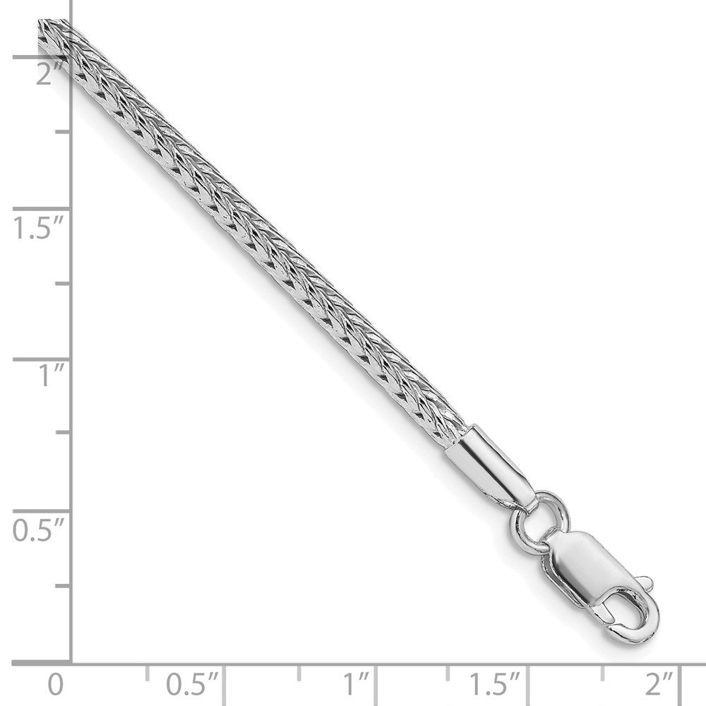 Sterling Silver Rhodium-plated 2.5mm Diamond-cut Round Franco Chain Bracelet