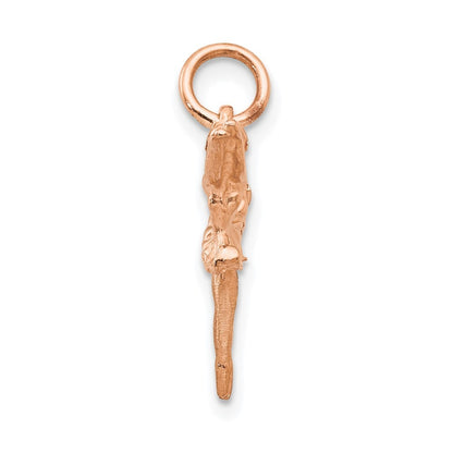 14k Rose Gold Polished 3-D Ballerina Charm Pendant for Women