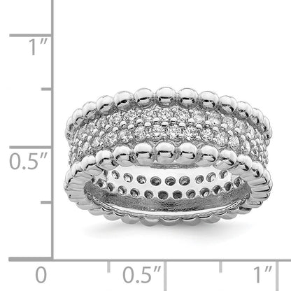 Sterling Silver Rhodium Plated Cubic Zirconia Ring Size 7