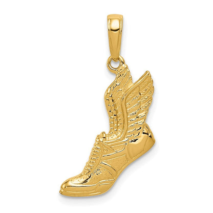 14k Yellow Gold Polished Running Shoe Pendant for Women