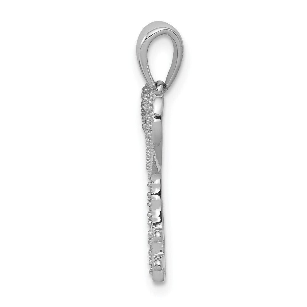14k White Gold 1/20ct. Diamond Heart Key Pendant for Women