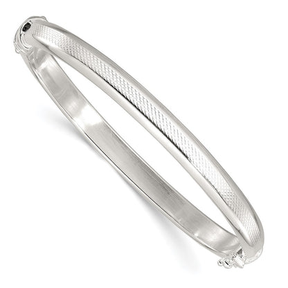 Sterling Silver Textured 6mm Hinged Bangle