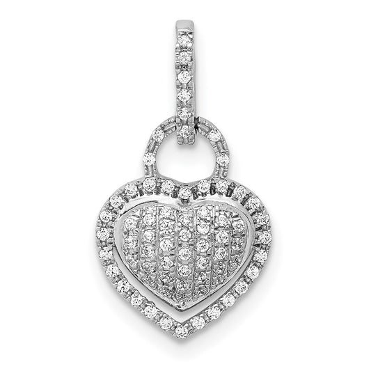 14k White Gold 1/5ct. Diamond Fancy Heart Pendant for Women