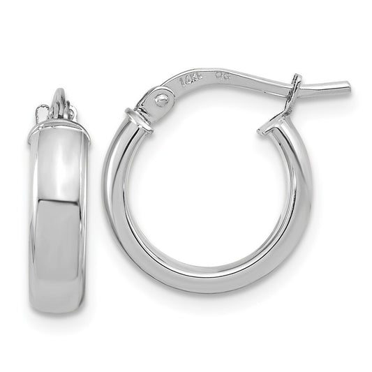 14k White Gold Polished 2.9mm Hoop Earrings Gift for Women