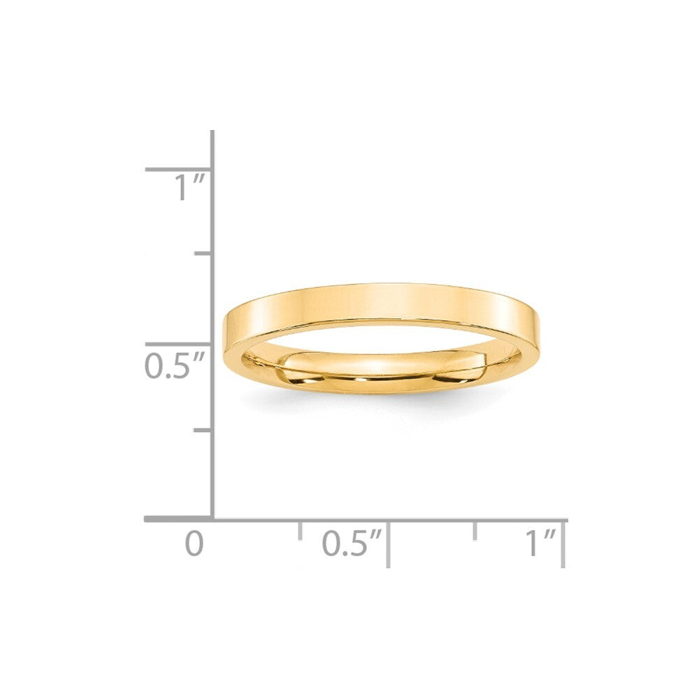 14K Yellow Gold 3mm Standard Weight Flat Comfort Fit Wedding Band Size 8