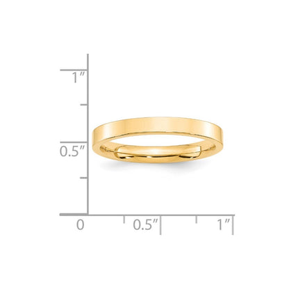 14K Yellow Gold 3mm Standard Weight Flat Comfort Fit Wedding Band Size 8