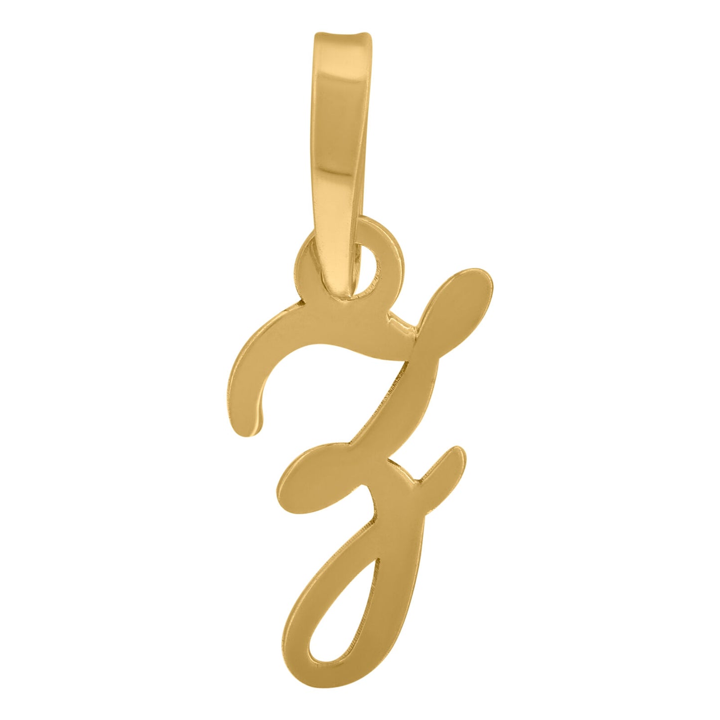 925 Sterling Silver Yellow-Tone Cursive Initial Alphabet Z Charm Pendant