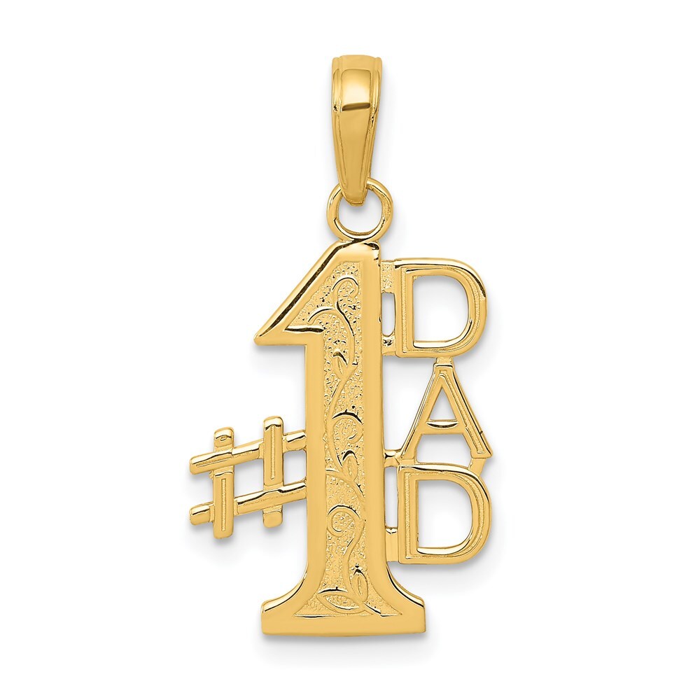 14k Yellow Gold #1 DAD Charm Pendant for Women