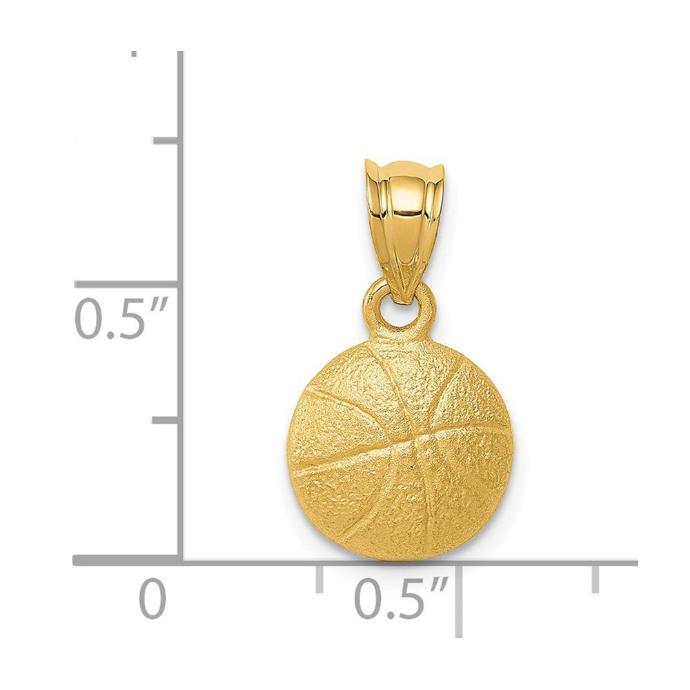 14k Yellow Gold Basketball Charm Pendant