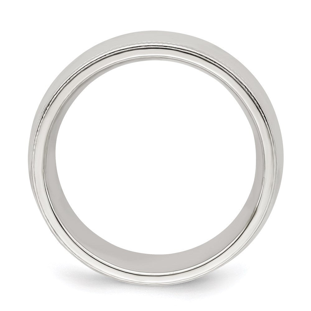Sterling Silver 7mm Comfort Fit Half Round Milgrain Size 11.5 Band Ring