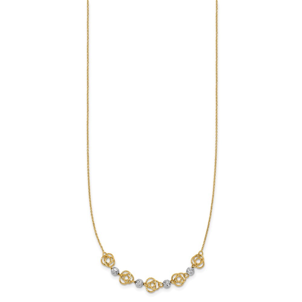14k Two-tone Gold Diamond-cut Beads & Knots Necklace