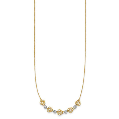 14k Two-tone Gold Diamond-cut Beads & Knots Necklace