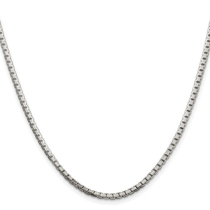 Sterling Silver Rhodium-plated 2.5mm 8 Sided Diamond-cut Box Chain Necklace