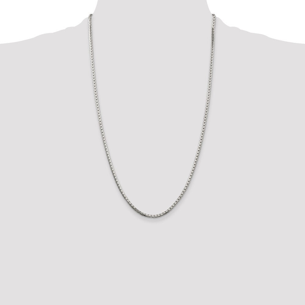Sterling Silver 2.5mm 8 Sided Diamond-cut Box Chain
