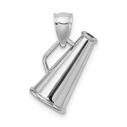 14K White Gold 3-D Megaphone Charm Pendant