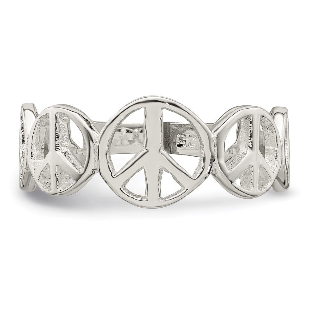 Sterling Silver Polished Peace Ring Size 8