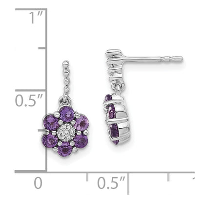 14k White Gold Amethyst and Diamond Drop & Dangle Earrings