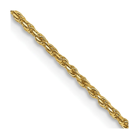 14k Yellow Gold 20" 1.15mm Diamond-cut Machine Made Rope Chain Necklace