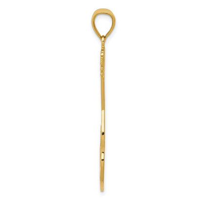 14k Yellow Gold Large Guitar Strap Textured Pendant for Women