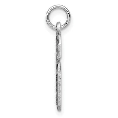 14k White Gold Large Brushed Diamond-cut Number 6 Charm