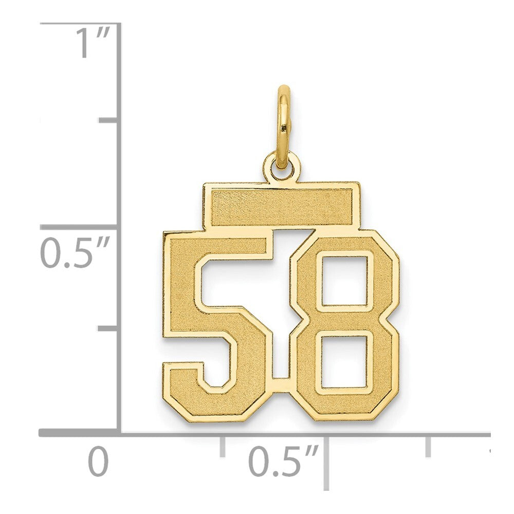 14k Yellow Gold Small Satin Number 58 Charm Pendant for Women