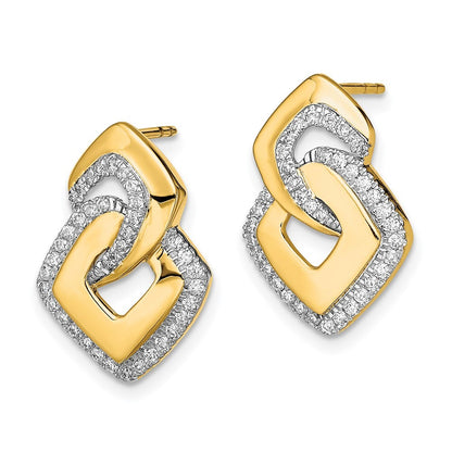 14k Yellow Gold Polished Diamond Fancy Shaped Drop & Dangle Earrings