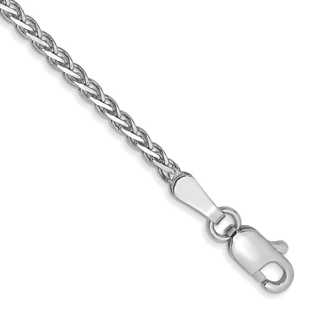 14K White Gold 7 inch 1.9mm Flat Wheat Bracelet