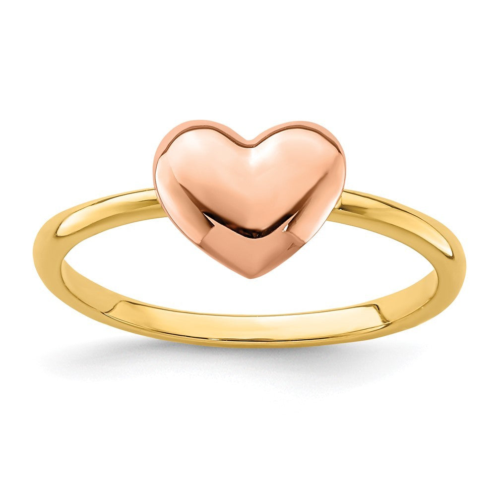 14K Two-tone Gold Polished Heart Ring