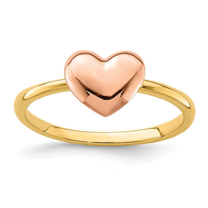 14K Two-tone Gold Polished Heart Ring
