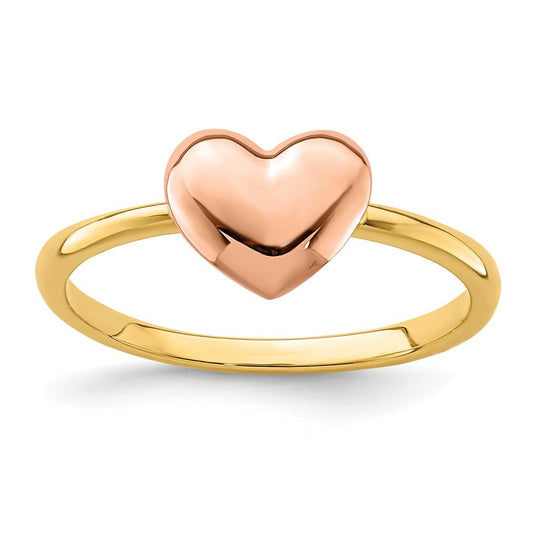 14K Two-tone Gold Polished Heart Ring