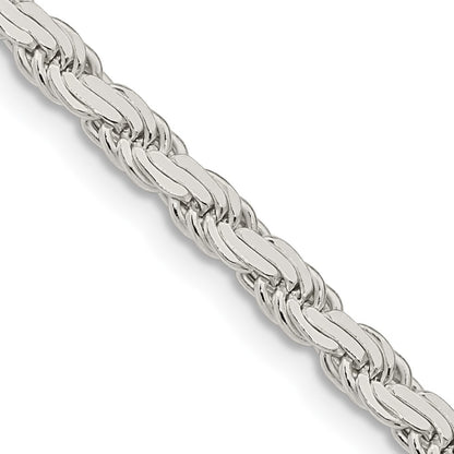 Sterling Silver 3.65mm Flat Rope Chain Necklace