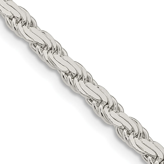 Sterling Silver 3.65mm Flat Rope Chain Necklace