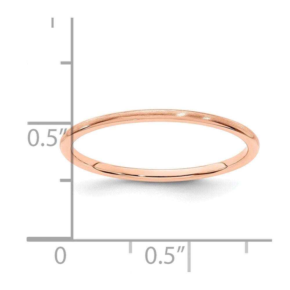 14K Rose Gold 1.2mm Half Round Satin Stackable Band Size 5