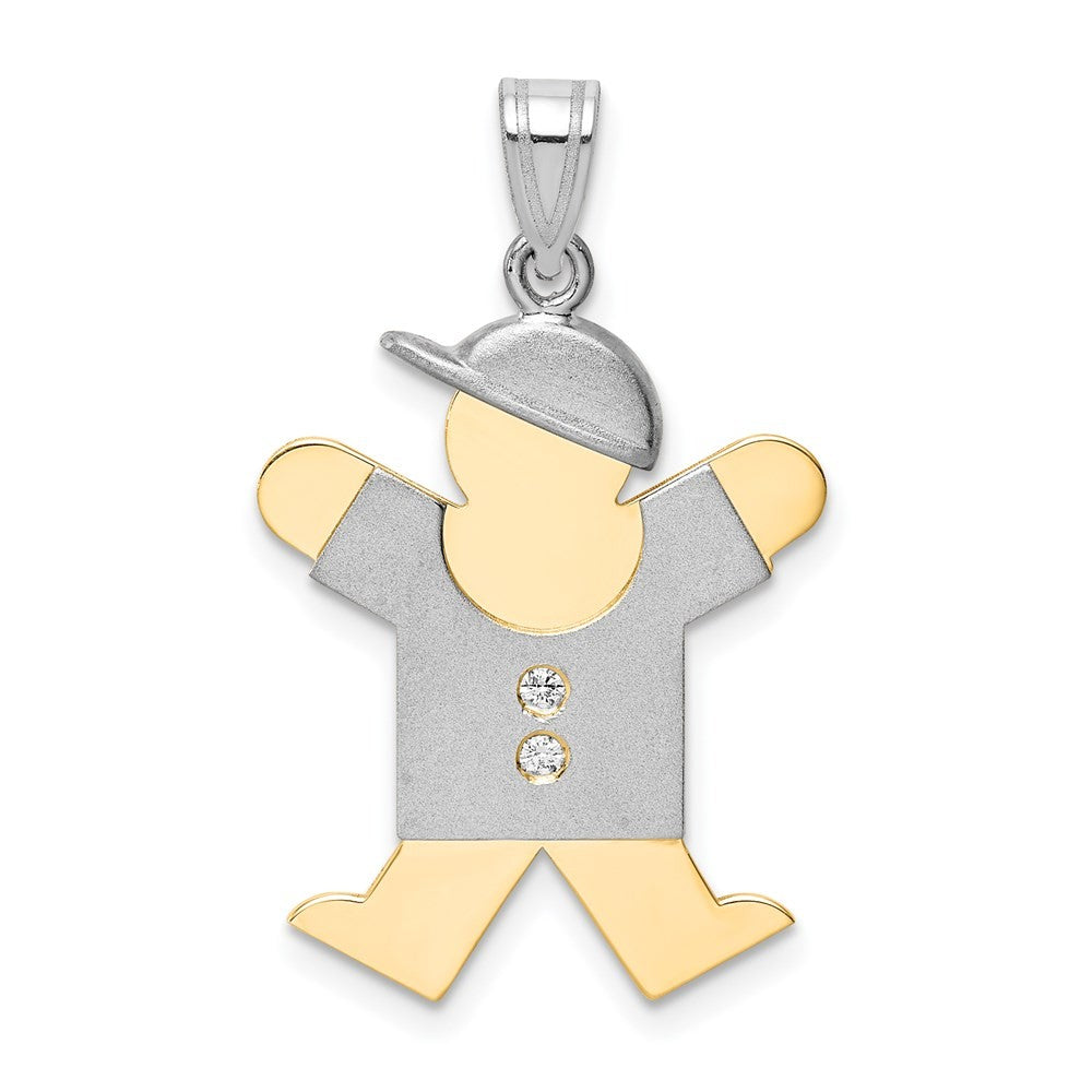 14k Two-Tone Gold AA Diamond Kid Pendant