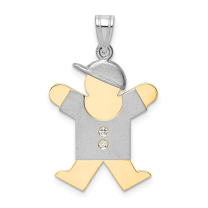 14k Two-Tone Gold AA Diamond Kid Pendant
