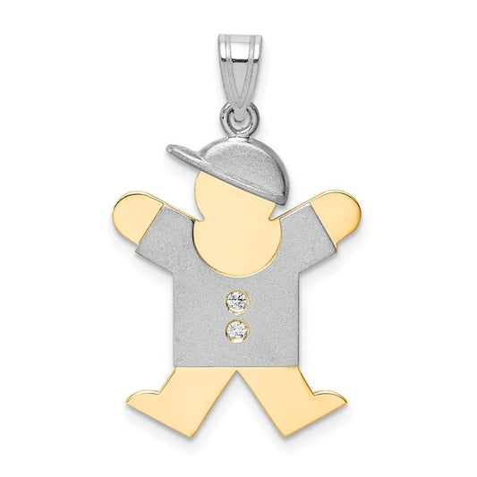 14k Two-Tone Gold AA Diamond Kid Pendant