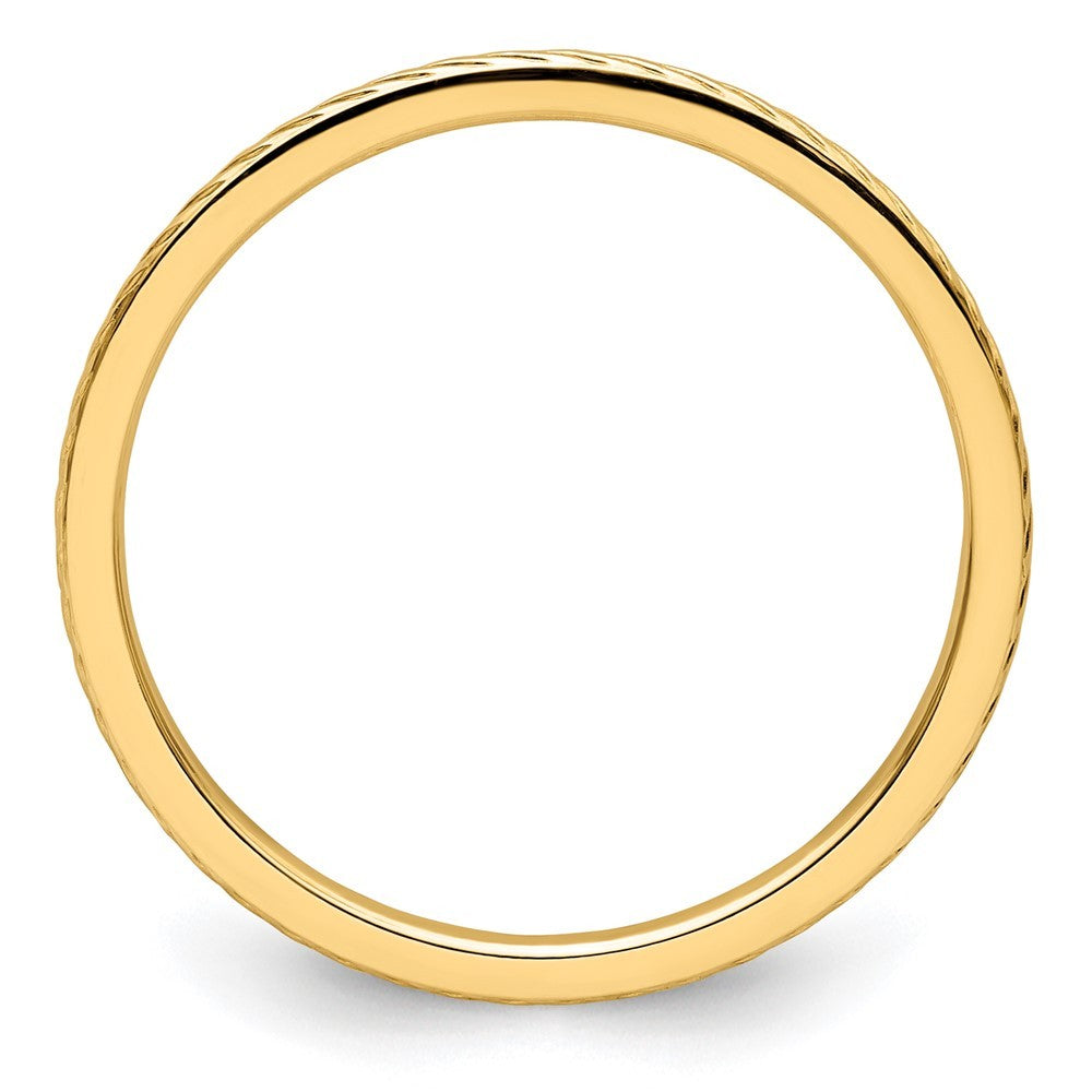 14k Yellow Gold 1.2mm Twisted Wire Pattern Stackable Band Ring Size 9