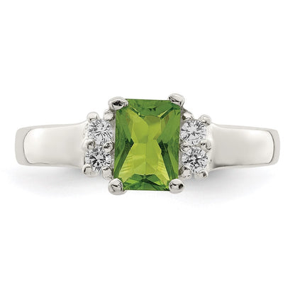 Sterling Silver Lime Green & White Cubic Zirconia Ring Size 6
