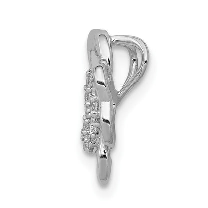 14k White Gold 1/15ct. Diamond Four Leaf Clover Chain Slide