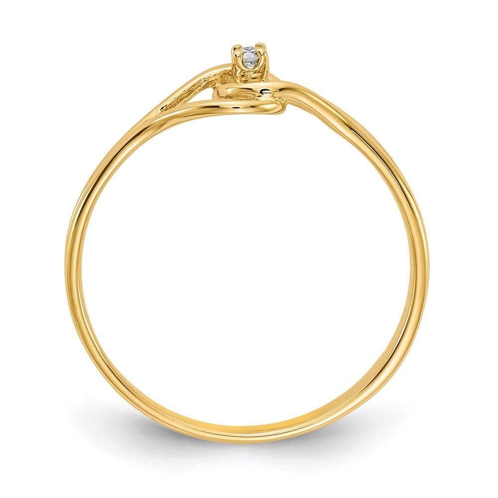 14K Yellow Gold Polished AA Diamond Ring