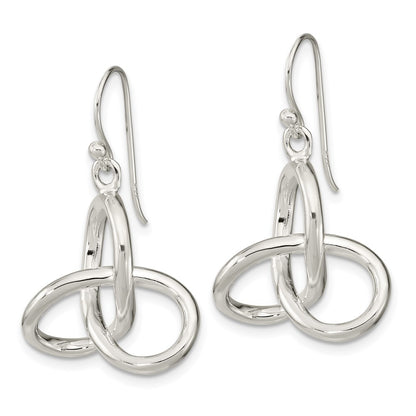 Sterling Silver Polished Knot Dangle Shephard Hook Earrings