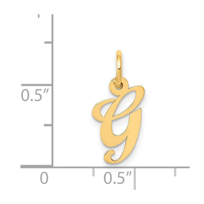 14k Yellow Gold Small Fancy Script Letter G Initial Charm Pendant