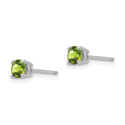 14k White Gold 4mm Peridot Stud Earrings Gift for Women